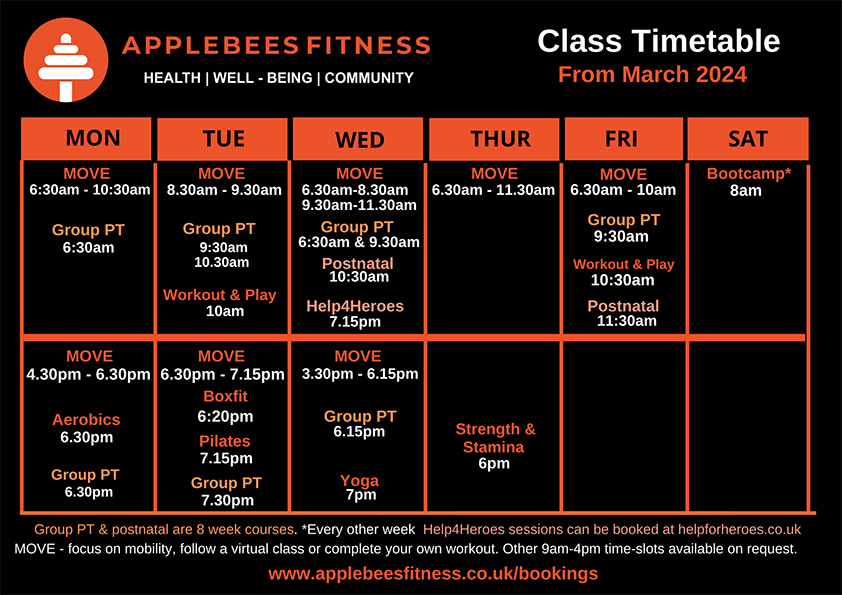 Applebees Fitness Taunton Timetable